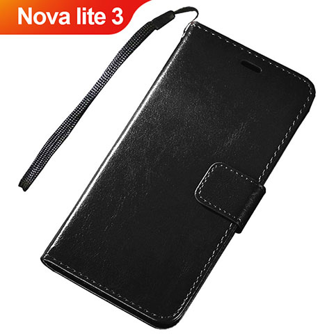 Funda de Cuero Cartera con Soporte Carcasa para Huawei Nova Lite 3 Negro