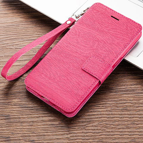 Funda de Cuero Cartera con Soporte Carcasa para Huawei Y6 (2019) Rosa Roja