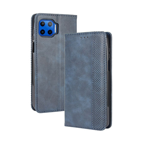 Funda de Cuero Cartera con Soporte Carcasa para Motorola Moto G 5G Plus Azul