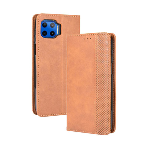 Funda de Cuero Cartera con Soporte Carcasa para Motorola Moto One 5G Naranja