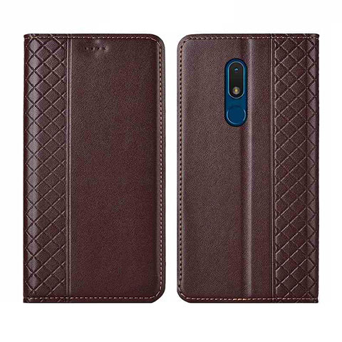 Funda de Cuero Cartera con Soporte Carcasa para Nokia C3 Marron