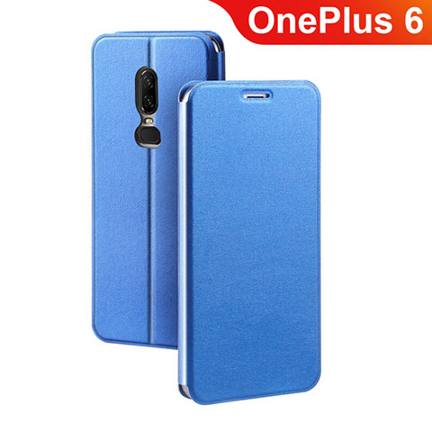 Funda de Cuero Cartera con Soporte Carcasa para OnePlus 6 Azul