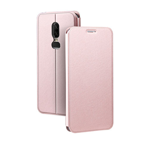 Funda de Cuero Cartera con Soporte Carcasa para OnePlus 6 Rosa