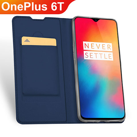 Funda de Cuero Cartera con Soporte Carcasa para OnePlus 6T Azul