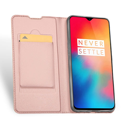 Funda de Cuero Cartera con Soporte Carcasa para OnePlus 6T Oro Rosa