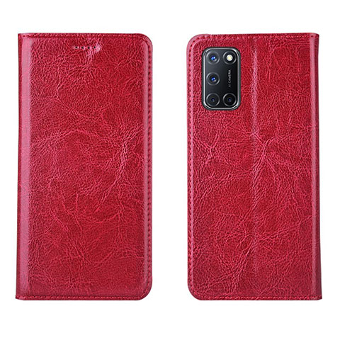 Funda de Cuero Cartera con Soporte Carcasa para Oppo A52 Rojo