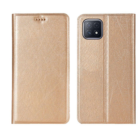 Funda de Cuero Cartera con Soporte Carcasa para Oppo A53 5G Oro