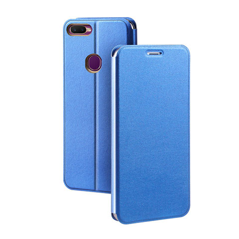 Funda de Cuero Cartera con Soporte Carcasa para Oppo A7 Azul