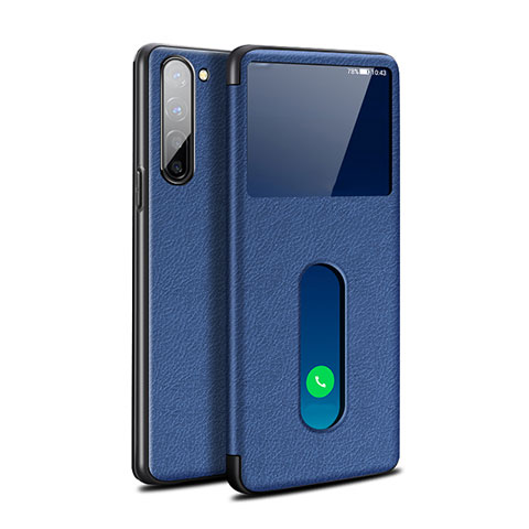 Funda de Cuero Cartera con Soporte Carcasa para Oppo F15 Azul