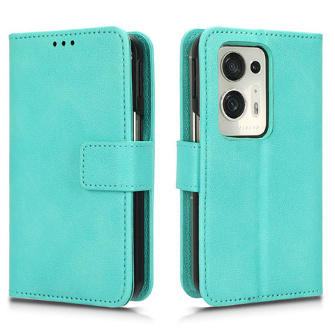 Funda de Cuero Cartera con Soporte Carcasa para Oppo Find N2 5G Cian