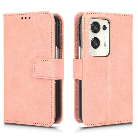 Funda de Cuero Cartera con Soporte Carcasa para Oppo Find N2 5G Oro Rosa