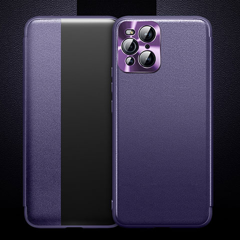 Funda de Cuero Cartera con Soporte Carcasa para Oppo Find X3 5G Morado