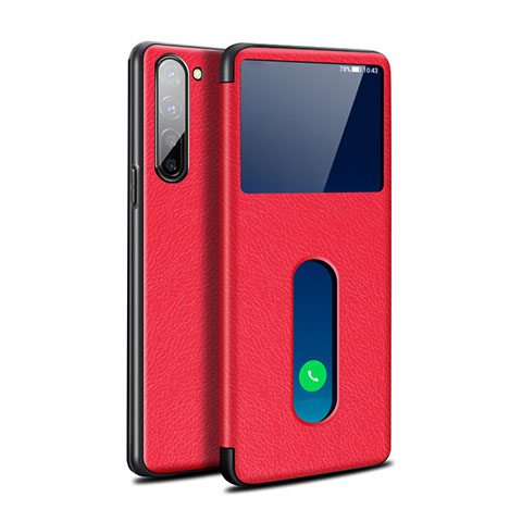 Funda de Cuero Cartera con Soporte Carcasa para Oppo Reno3 Rojo