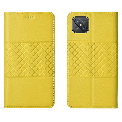 Funda de Cuero Cartera con Soporte Carcasa para Oppo Reno4 Z 5G Amarillo