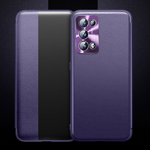 Funda de Cuero Cartera con Soporte Carcasa para Oppo Reno6 Pro 5G Morado