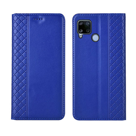 Funda de Cuero Cartera con Soporte Carcasa para Realme C15 Azul