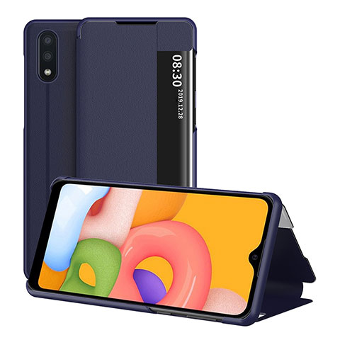 Funda de Cuero Cartera con Soporte Carcasa para Samsung Galaxy A01 SM-A015 Azul