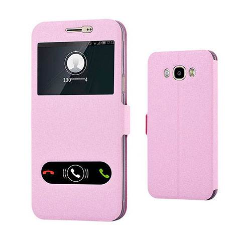 Funda de Cuero Cartera con Soporte Carcasa para Samsung Galaxy J7 (2016) J710F J710FN Rosa