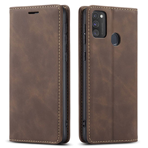 Funda de Cuero Cartera con Soporte Carcasa para Samsung Galaxy M21 Marron