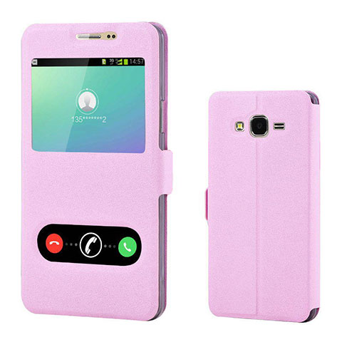 Funda de Cuero Cartera con Soporte Carcasa para Samsung Galaxy On7 G600FY Rosa