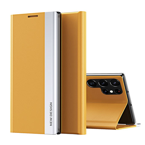 Funda de Cuero Cartera con Soporte Carcasa para Samsung Galaxy S24 Ultra 5G Amarillo