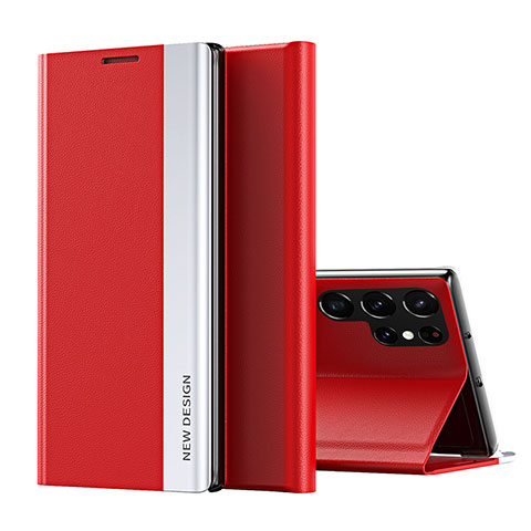 Funda de Cuero Cartera con Soporte Carcasa para Samsung Galaxy S24 Ultra 5G Rojo