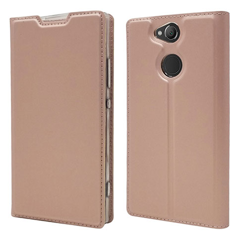 Funda de Cuero Cartera con Soporte Carcasa para Sony Xperia XA2 Oro Rosa