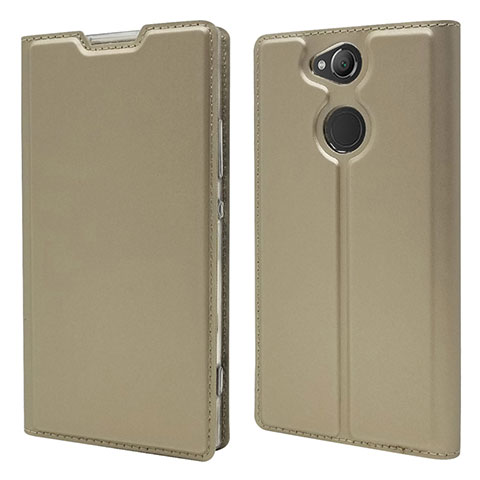 Funda de Cuero Cartera con Soporte Carcasa para Sony Xperia XA2 Plus Oro