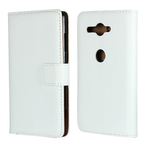 Funda de Cuero Cartera con Soporte Carcasa para Sony Xperia XZ2 Compact Blanco