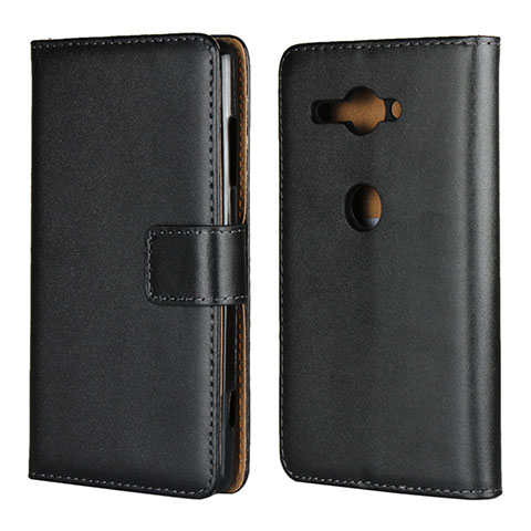 Funda de Cuero Cartera con Soporte Carcasa para Sony Xperia XZ2 Compact Negro