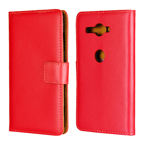 Funda de Cuero Cartera con Soporte Carcasa para Sony Xperia XZ2 Compact Rojo