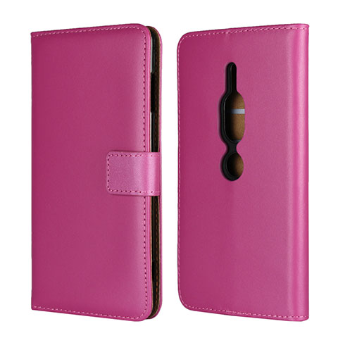 Funda de Cuero Cartera con Soporte Carcasa para Sony Xperia XZ2 Premium Rosa Roja