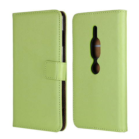 Funda de Cuero Cartera con Soporte Carcasa para Sony Xperia XZ2 Premium Verde