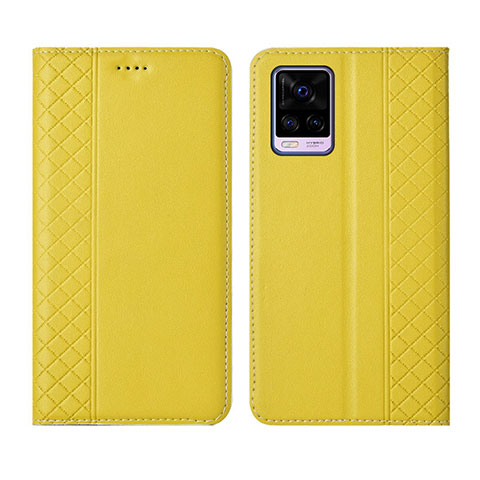 Funda de Cuero Cartera con Soporte Carcasa para Vivo V20 Pro 5G Amarillo