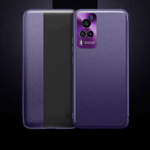 Funda de Cuero Cartera con Soporte Carcasa para Vivo X60 Pro 5G Morado