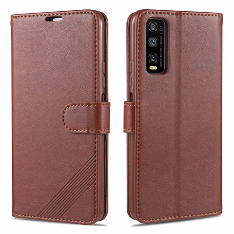 Funda de Cuero Cartera con Soporte Carcasa para Vivo Y12s Marron