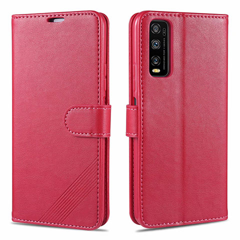 Funda de Cuero Cartera con Soporte Carcasa para Vivo Y20s Rojo