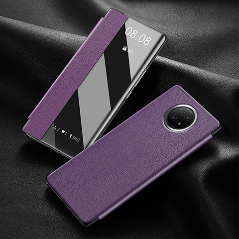 Funda de Cuero Cartera con Soporte Carcasa para Xiaomi Redmi Note 9 5G Morado