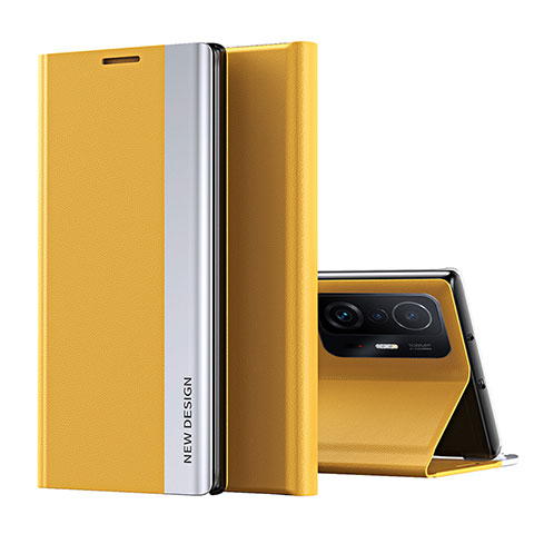 Funda de Cuero Cartera con Soporte Carcasa Q01H para Xiaomi Mi 11T Pro 5G Amarillo