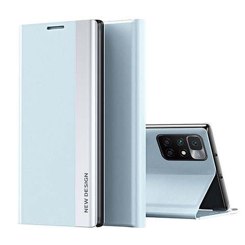 Funda de Cuero Cartera con Soporte Carcasa Q01H para Xiaomi Redmi 10 (2022) Azul Cielo