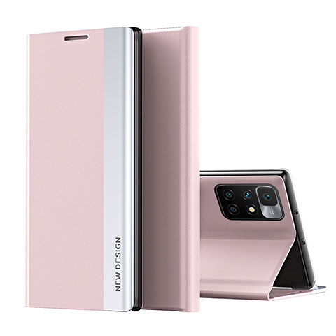 Funda de Cuero Cartera con Soporte Carcasa Q01H para Xiaomi Redmi 10 (2022) Oro Rosa