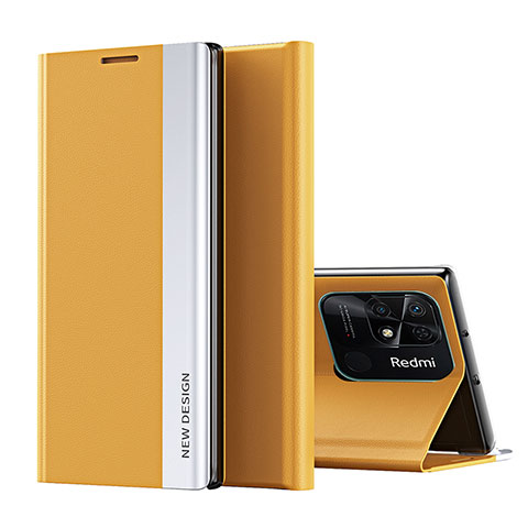 Funda de Cuero Cartera con Soporte Carcasa Q01H para Xiaomi Redmi 10 India Amarillo