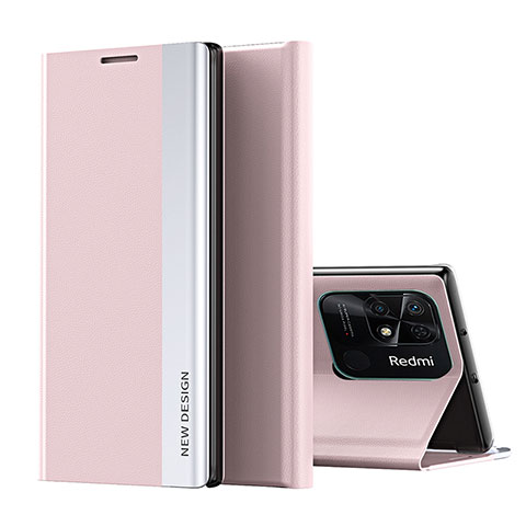 Funda de Cuero Cartera con Soporte Carcasa Q01H para Xiaomi Redmi 10 Power Oro Rosa