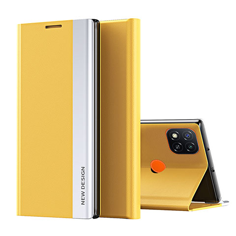 Funda de Cuero Cartera con Soporte Carcasa Q01H para Xiaomi Redmi 9 Activ Amarillo