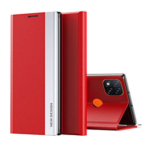 Funda de Cuero Cartera con Soporte Carcasa Q01H para Xiaomi Redmi 9C NFC Rojo
