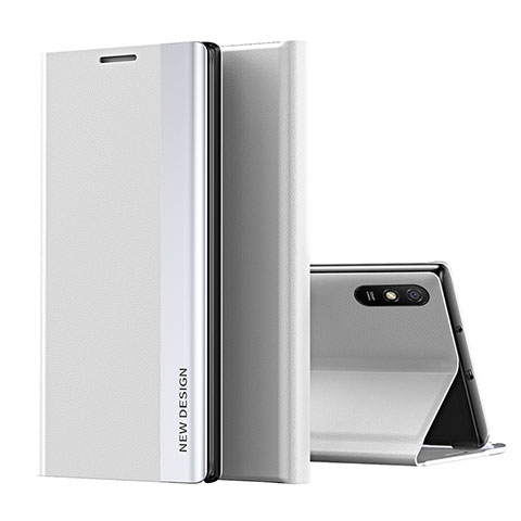 Funda de Cuero Cartera con Soporte Carcasa Q01H para Xiaomi Redmi 9i Plata