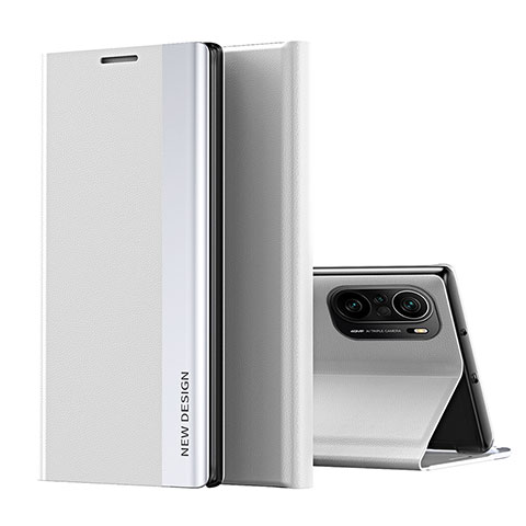 Funda de Cuero Cartera con Soporte Carcasa Q01H para Xiaomi Redmi K40 Pro 5G Plata