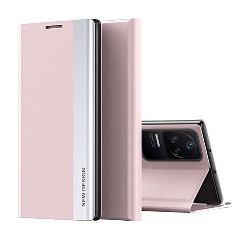 Funda de Cuero Cartera con Soporte Carcasa Q01H para Xiaomi Redmi K40S 5G Oro Rosa