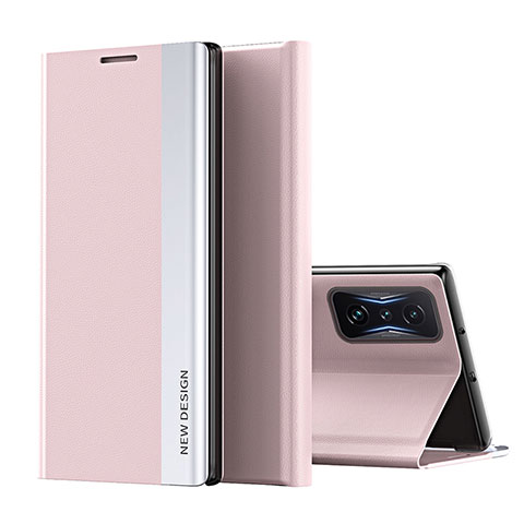 Funda de Cuero Cartera con Soporte Carcasa Q01H para Xiaomi Redmi K50 Gaming 5G Oro Rosa