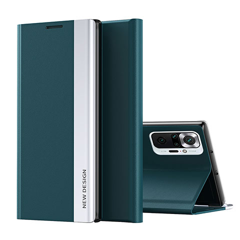 Funda de Cuero Cartera con Soporte Carcasa Q01H para Xiaomi Redmi Note 10 Pro 4G Verde